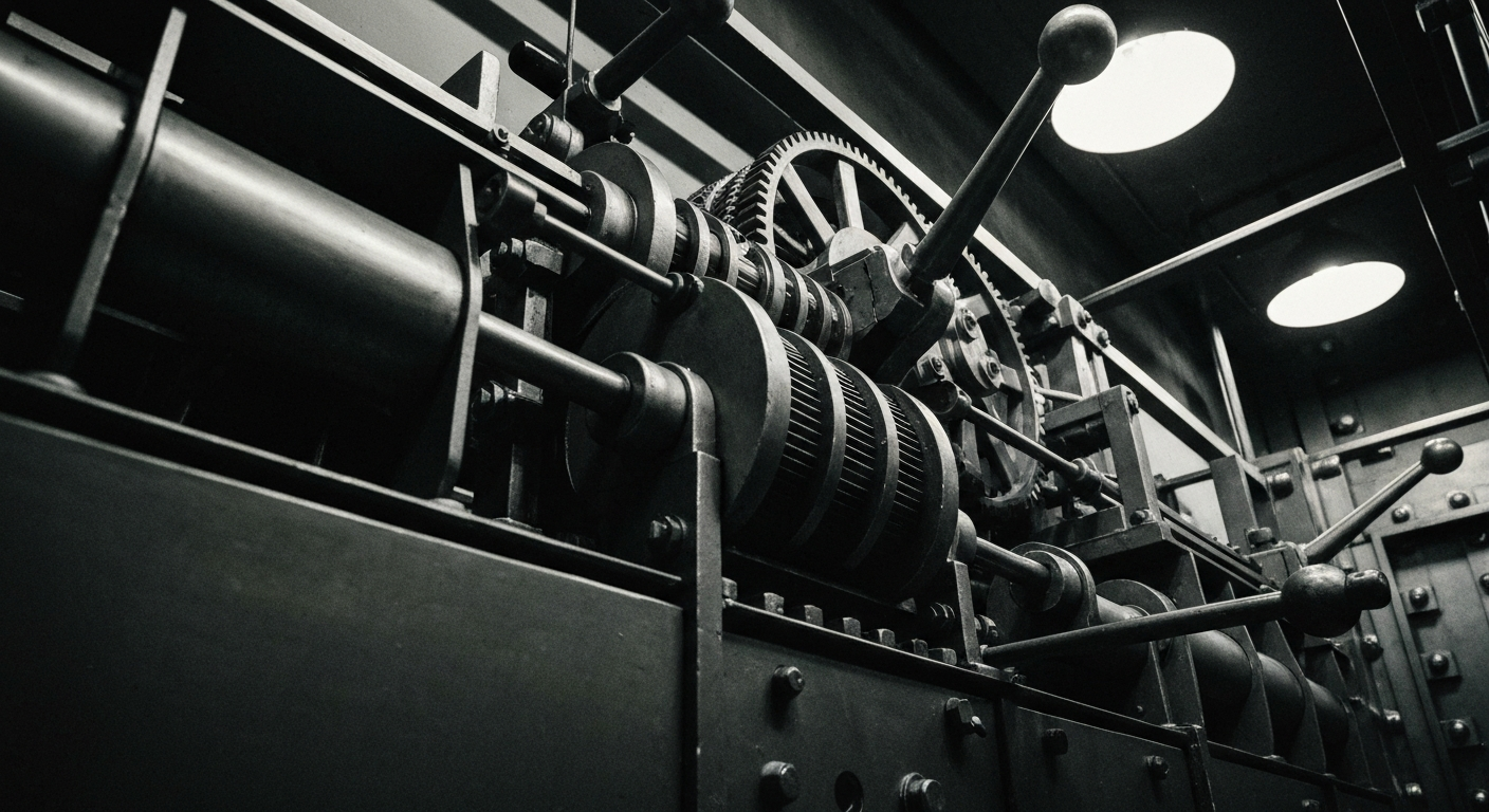 An extreme close-up of intricate, heavy industrial machinery and equipment, conceptually representing the financial infrastructure and capital-raising efforts of a publicly traded energy and technology company.