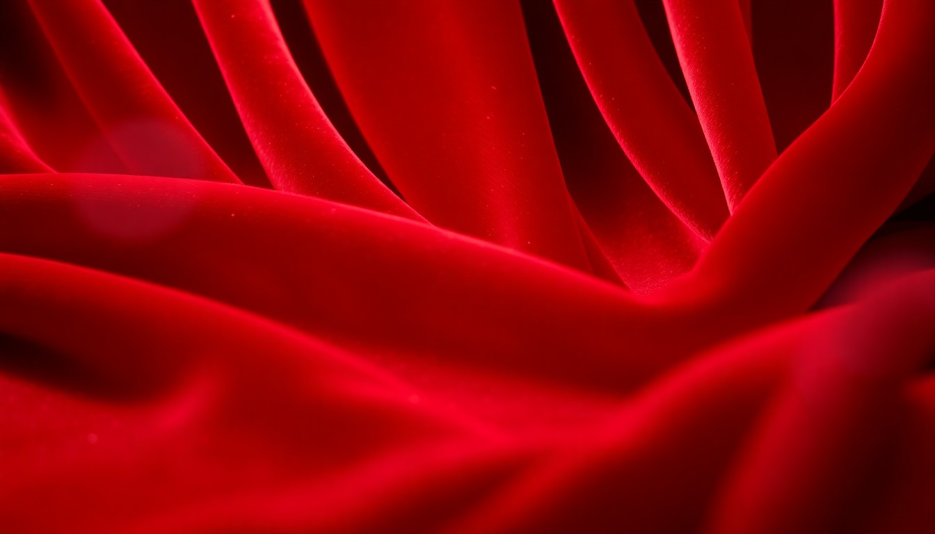 An extreme close-up photograph of rich, velvety red fabric with dramatic shadows and highlights, conveying the glamorous yet tense atmosphere of the 'Euphoria' Season 3 premiere.