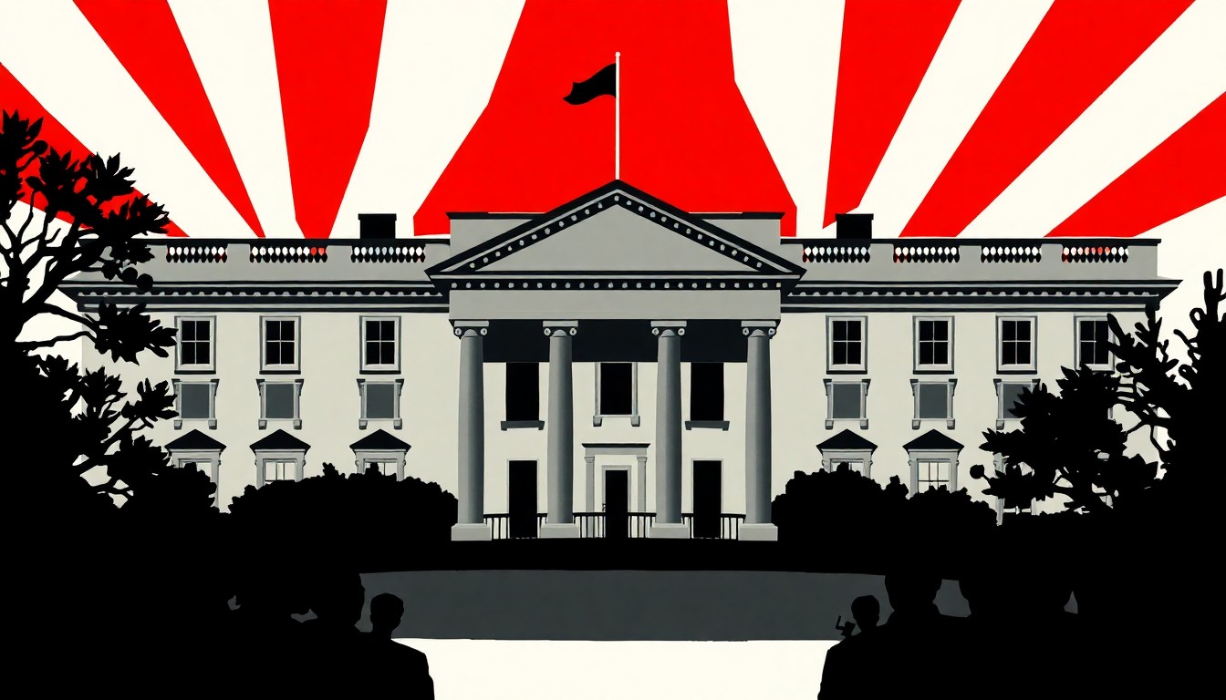 An abstract, minimalist composition using bold, jagged geometric shapes and high-contrast colors to conceptually represent the controversy between the White House and Saturday Night Live, without depicting any specific people or places.