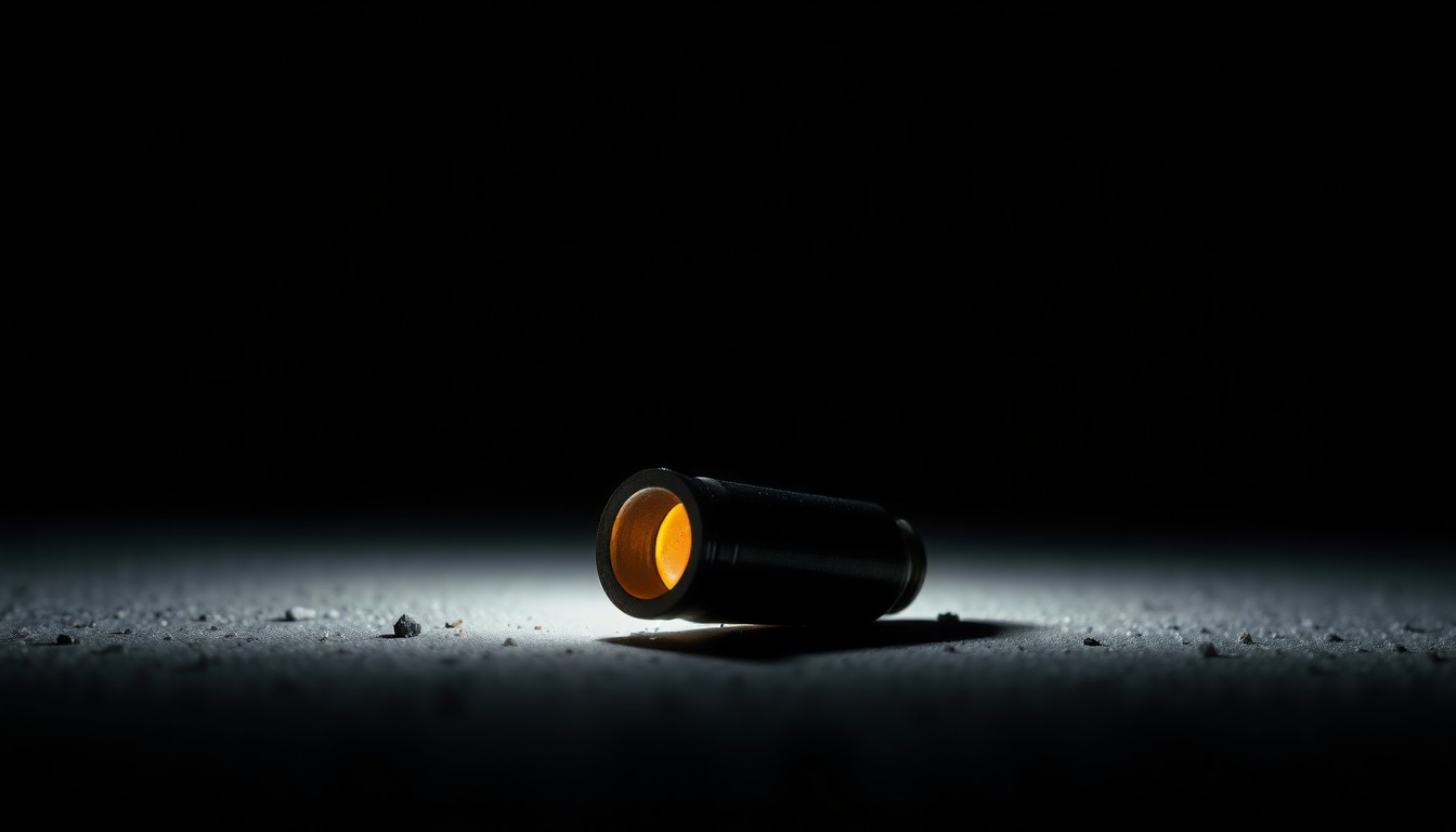 An extreme close-up photograph of a spent bullet casing on the ground, the metallic surface reflecting the harsh light and creating a stark, gritty visual that conceptually represents the investigation into the shooting incidents at the park.