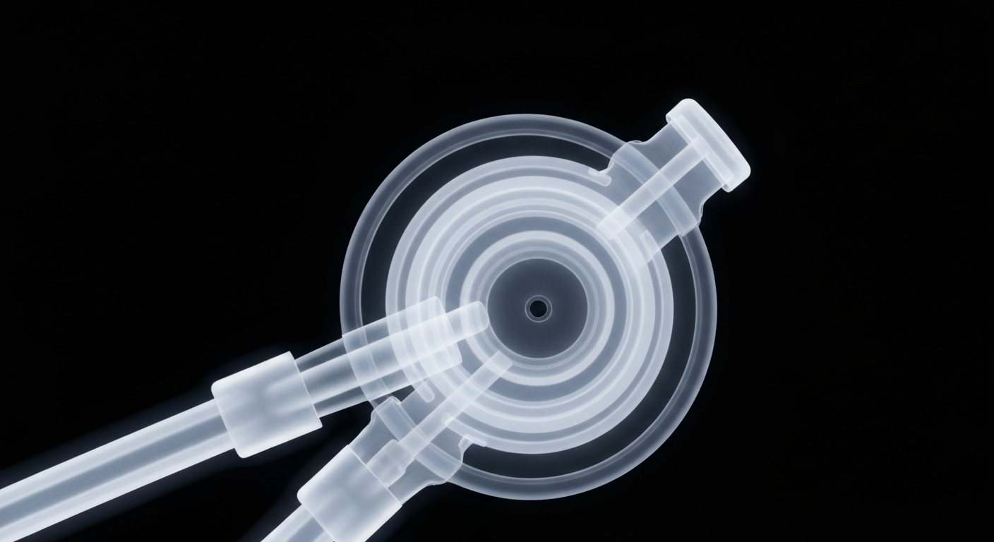 A ghostly, translucent X-ray photograph showing the internal metal coils and plastic components of a nurse's stethoscope glowing against a dark background, conveying the clinical and investigative nature of the story.