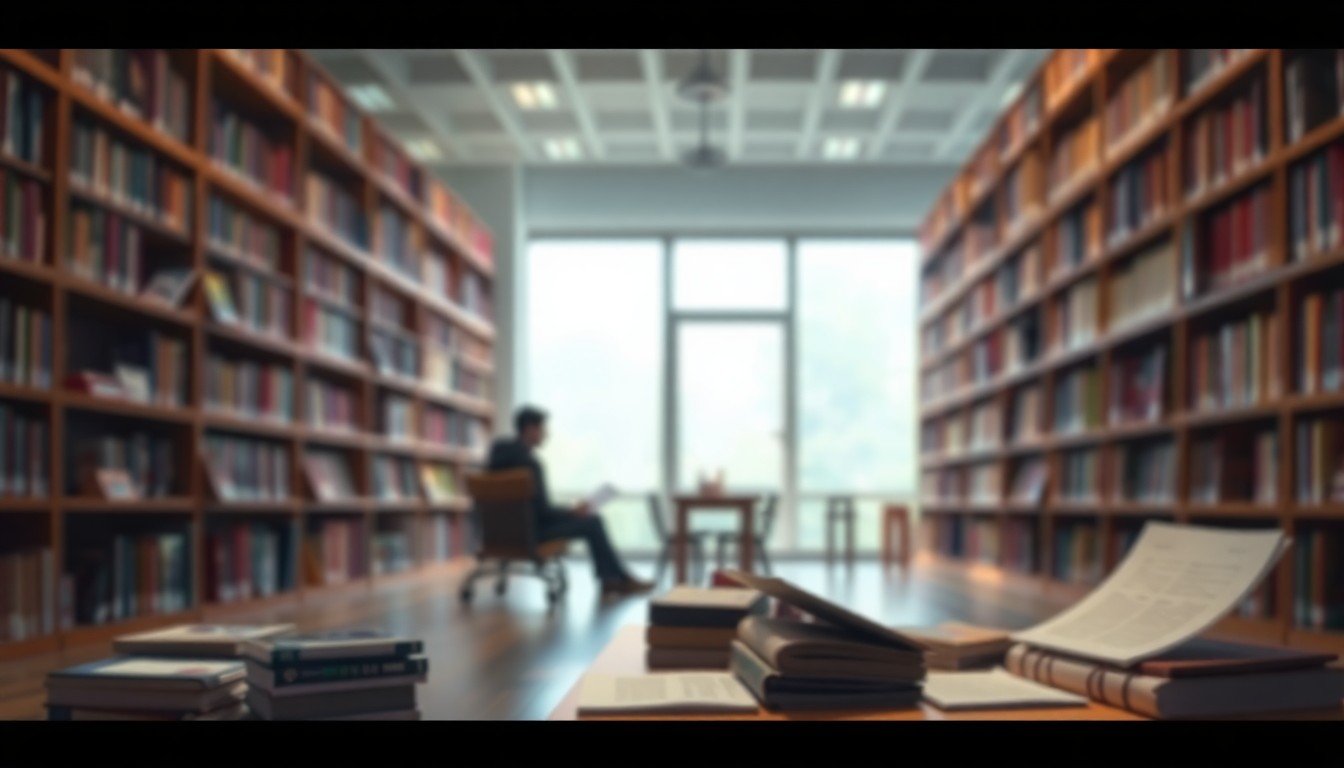 An extremely abstracted, out-of-focus photograph of a student studying alone in a library, with only soft pools of warm light and color visible, conveying a sense of isolation and the emotional toll of scholarly pursuits.