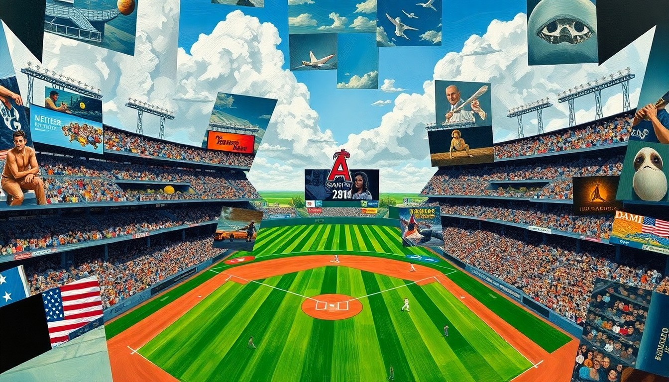 A cubist-style painting featuring overlapping geometric shapes and planes, representing the fragmented and chaotic nature of a baseball game, conceptually illustrating the Royals' struggles this season.