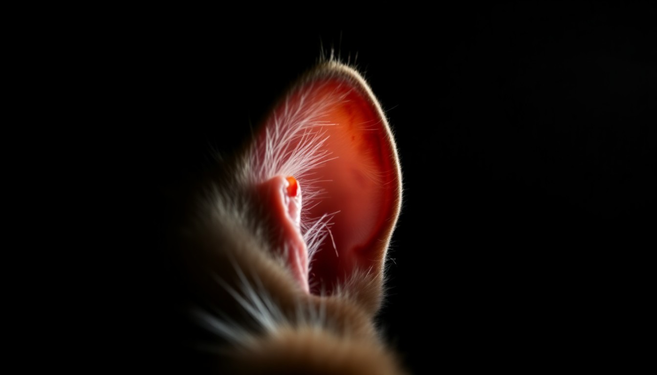 An extreme close-up of a severed cat's ear, the harsh flash lighting creating a stark, gritty, investigative aesthetic that conceptually illustrates the disturbing nature of this crime.