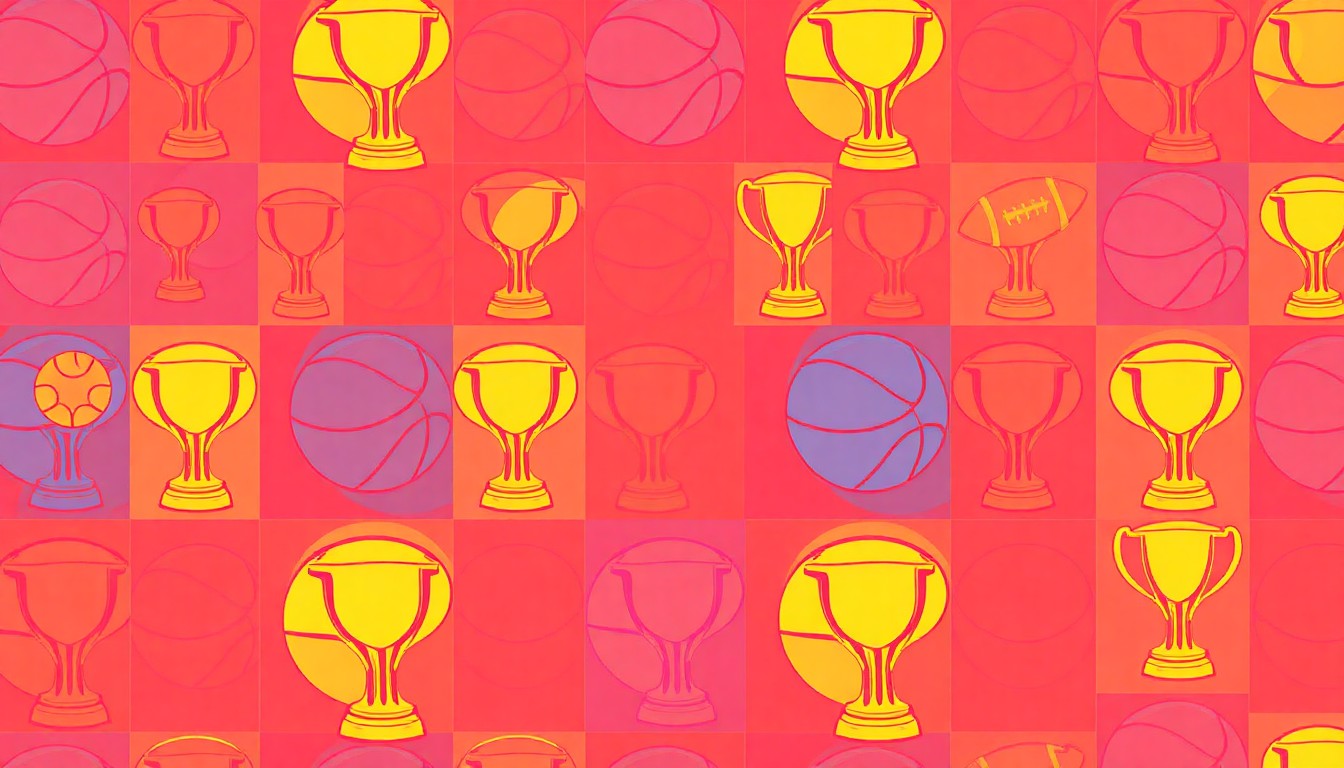 A brightly colored, high-contrast silkscreen print of a basketball repeated in a tight grid pattern, conceptually representing the comprehensive review of rules governing high school athletics in Oklahoma.