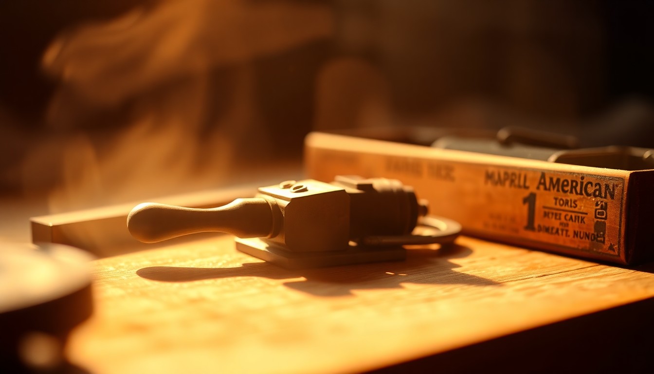 An extremely abstracted, out-of-focus photograph of an antique tool or piece of Americana, composed entirely of soft pools of warm color and light, capturing the nostalgic and reflective mood of Kirby Lee Balke's life and legacy.