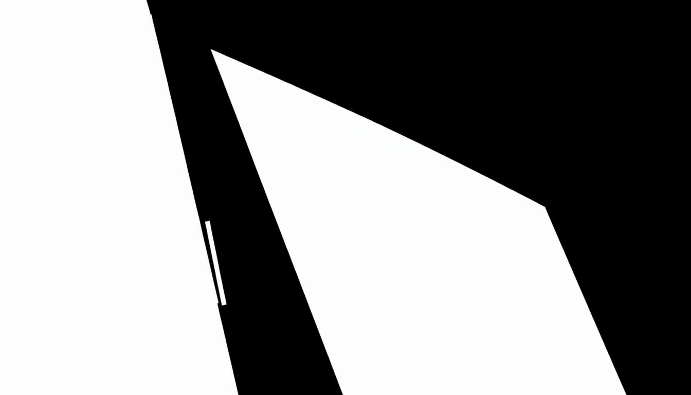 An abstract, minimalist illustration using bold, angular black shapes against a stark white background, conveying the intense, gritty tone of a crime drama series.
