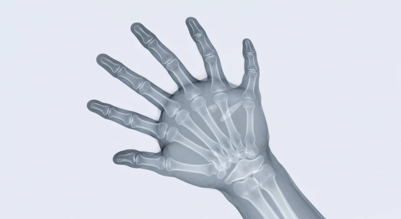 A translucent X-ray photograph showing the skeletal structure of a human hand reaching out, conveying the impact of the opioid crisis and the county's efforts to provide treatment and support.