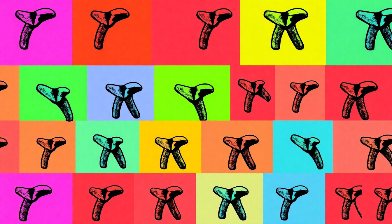 A brightly colored, high-contrast silkscreen print of a single, iconic fossil object such as a mammoth tooth or ancient plant repeated in a tight grid pattern, utilizing flat, vibrant, and unnatural neon color palettes overlapping with heavy black photographic outlines to turn an everyday museum artifact into modern pop art.