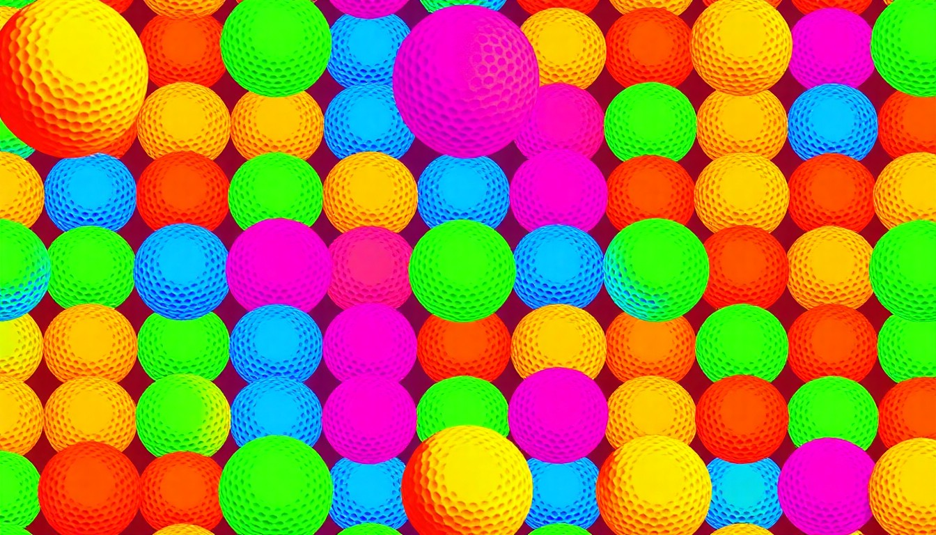 A brightly colored, high-contrast silkscreen print of a golf ball repeated in a tight grid pattern, conceptually representing the modernization and potential privatization of a historic public green space.