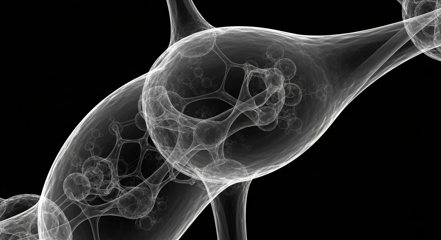 A ghostly, glowing X-ray image revealing the internal structure of a GLP-1 receptor molecule, conceptually illustrating the genetic factors that influence how individuals respond to these obesity drugs.