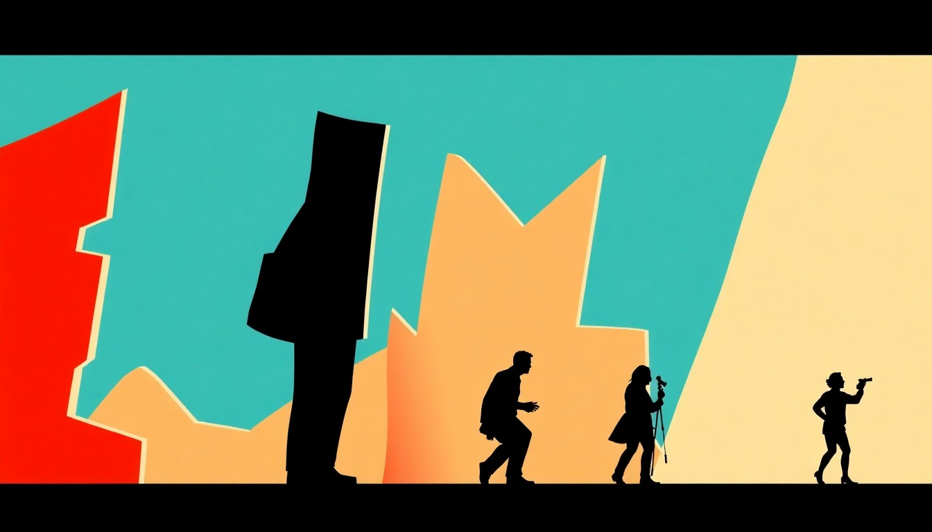 A striking abstract composition of geometric shapes and bold colors, representing the diverse range of films and filmmakers featured at the Ivy Film Festival.