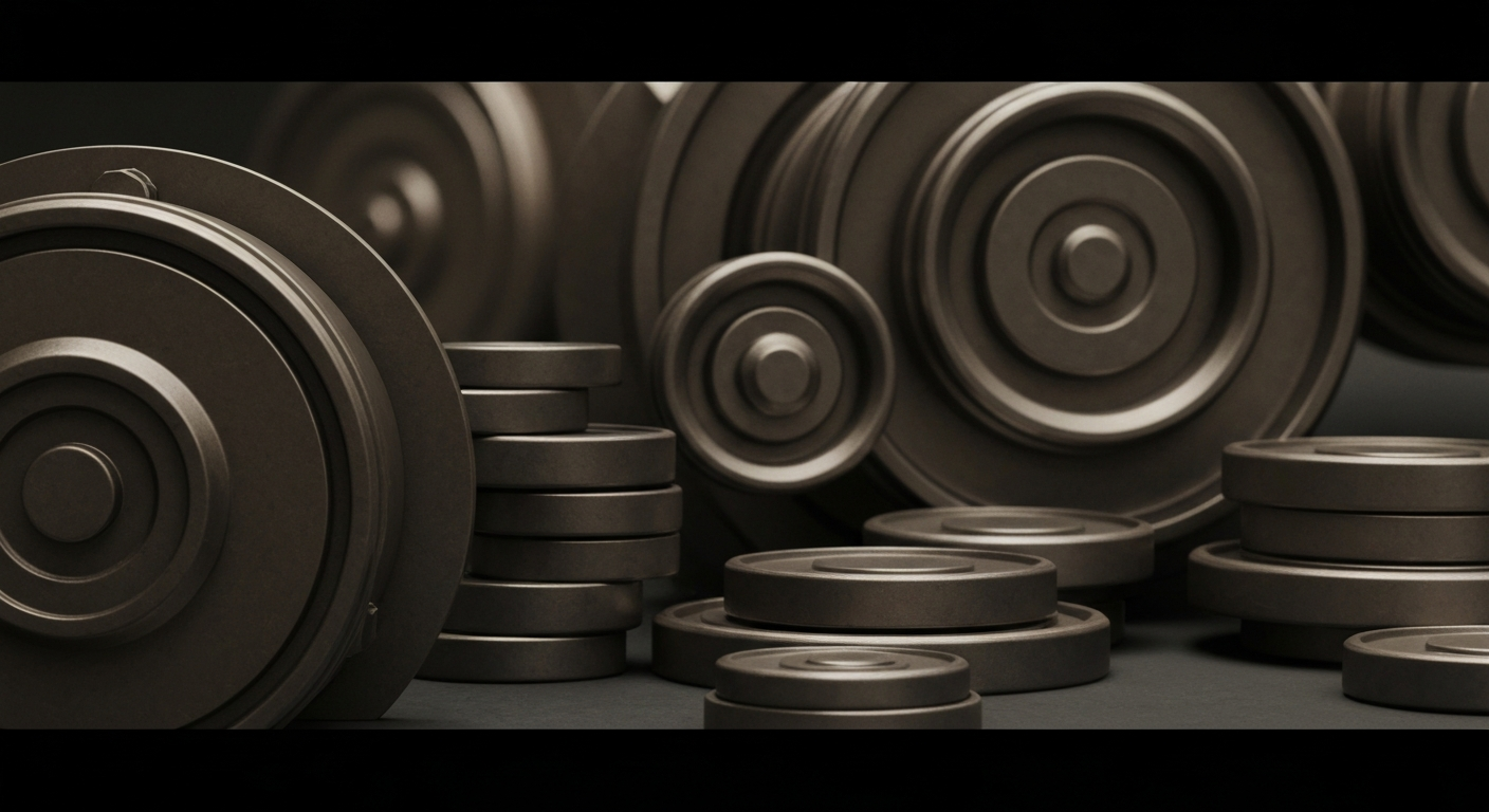 A highly detailed, black-and-white close-up image of the inner workings of a large industrial machine, representing the complex financial and operational systems that drive FedEx's shipping and logistics business.
