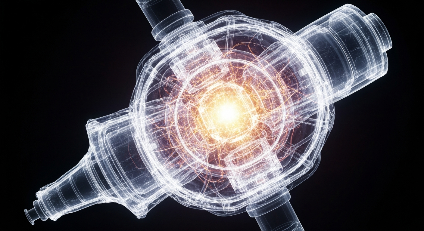 A translucent, X-ray-style image revealing the intricate internal structure of a medical device or pharmaceutical product, conveying a sense of scientific rigor and technological innovation.