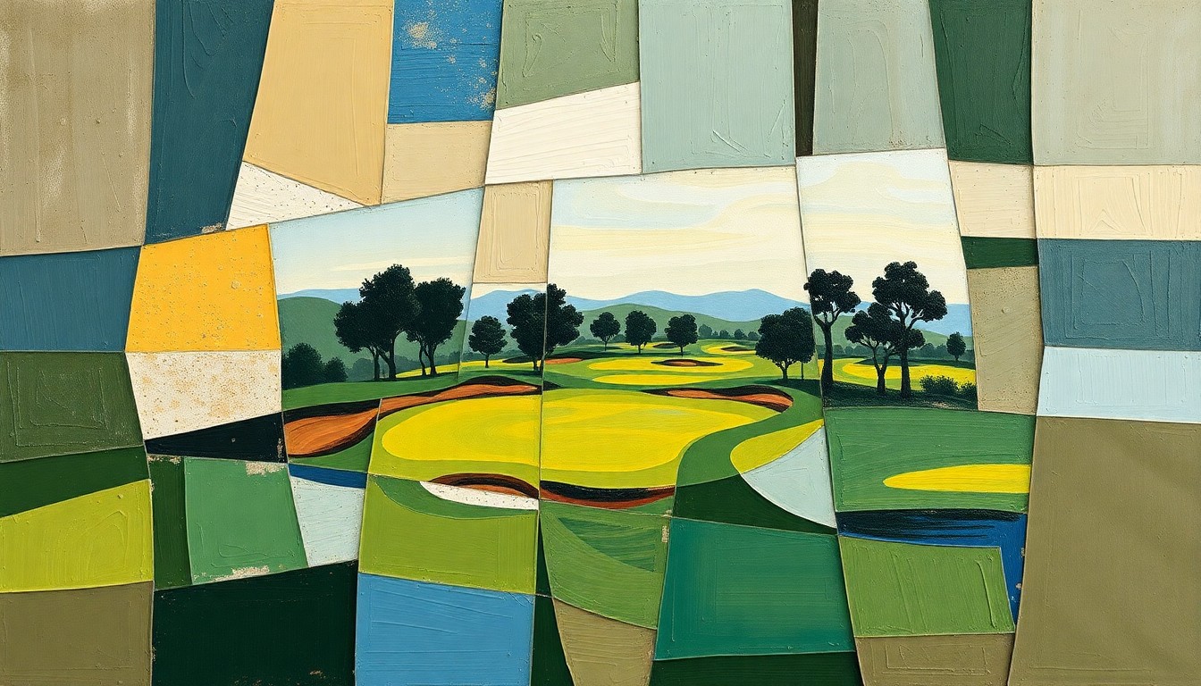 A cubist-style painting featuring fragmented, overlapping geometric shapes in muted earth tones and blues, conceptually representing the complexities surrounding a professional athlete's health and legal issues.