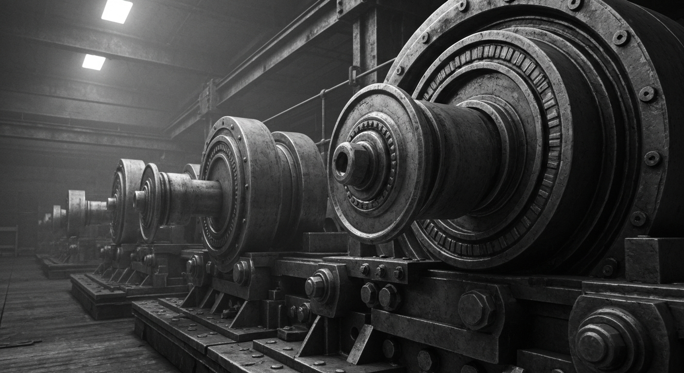 A highly detailed, macro-level view of the intricate gears, levers, and mechanisms that power the modern banking industry, conveying a sense of the heavy, industrial nature of financial infrastructure.