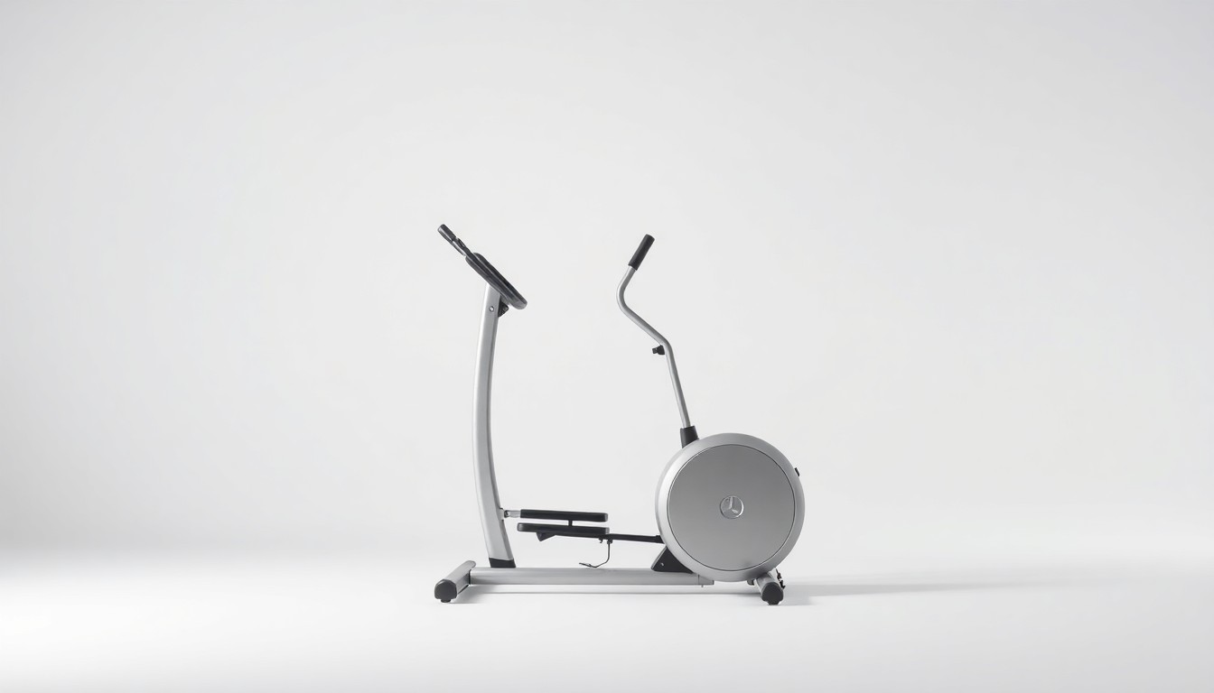 A polished, metallic fitness machine set against a clean, white background, conveying a sense of premium quality and sophistication.