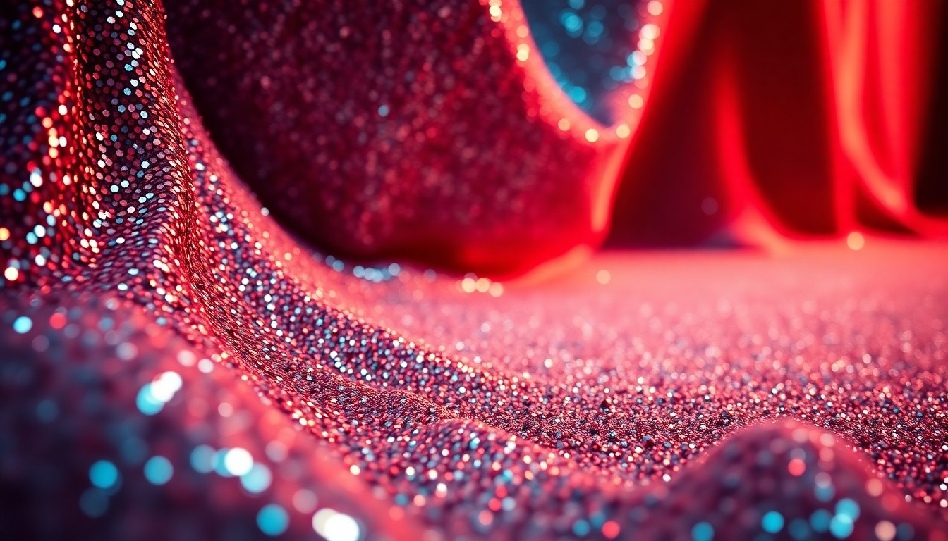 An extreme close-up of shimmering, glittering sequins reflecting dramatic studio lighting, conceptually representing the glamour and spectacle of the hit Prime Video series 'The Boys'.