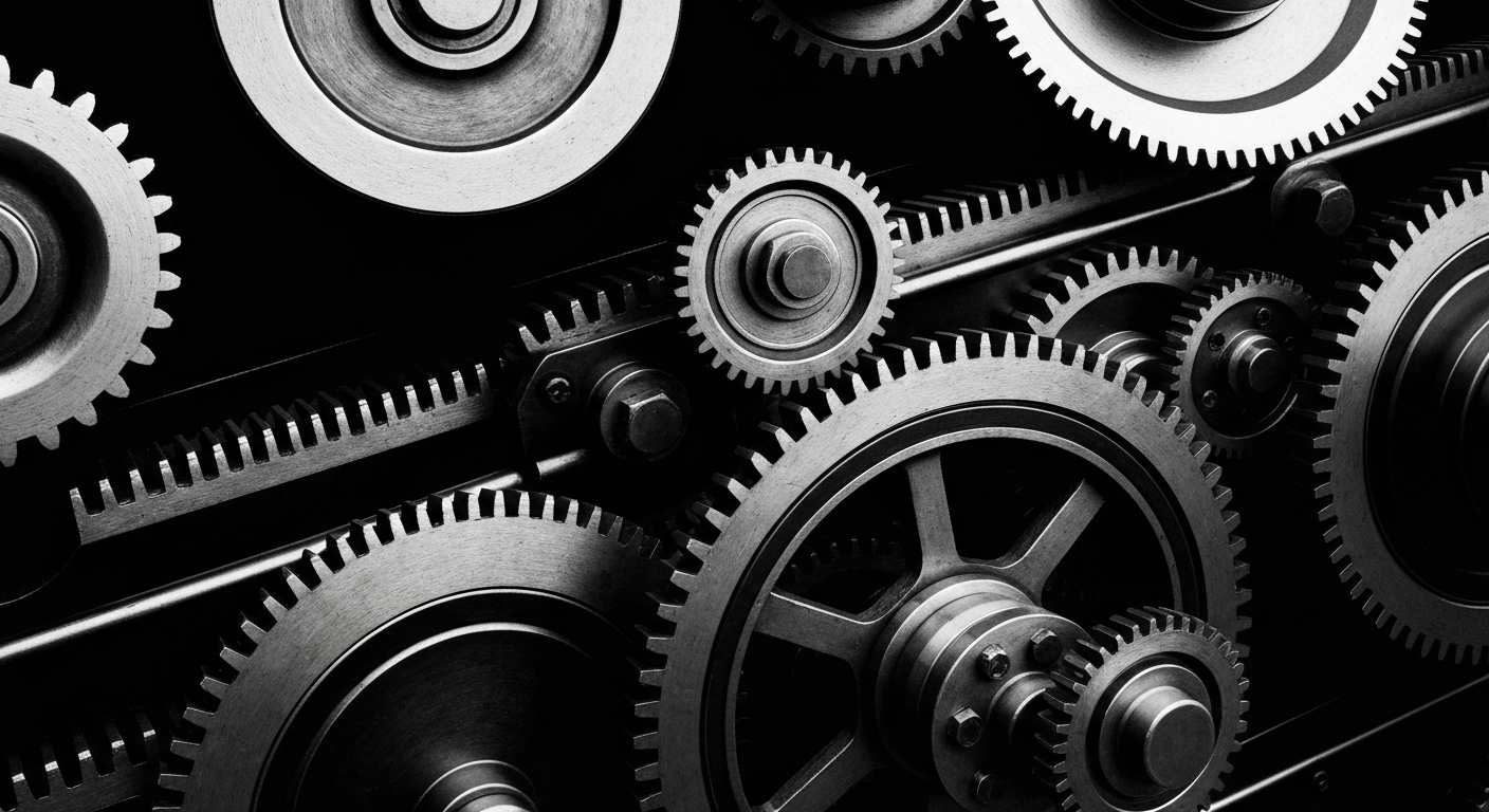 An extreme close-up of the intricate gears and components of a financial trading platform, conveying the complex machinery underlying modern markets.