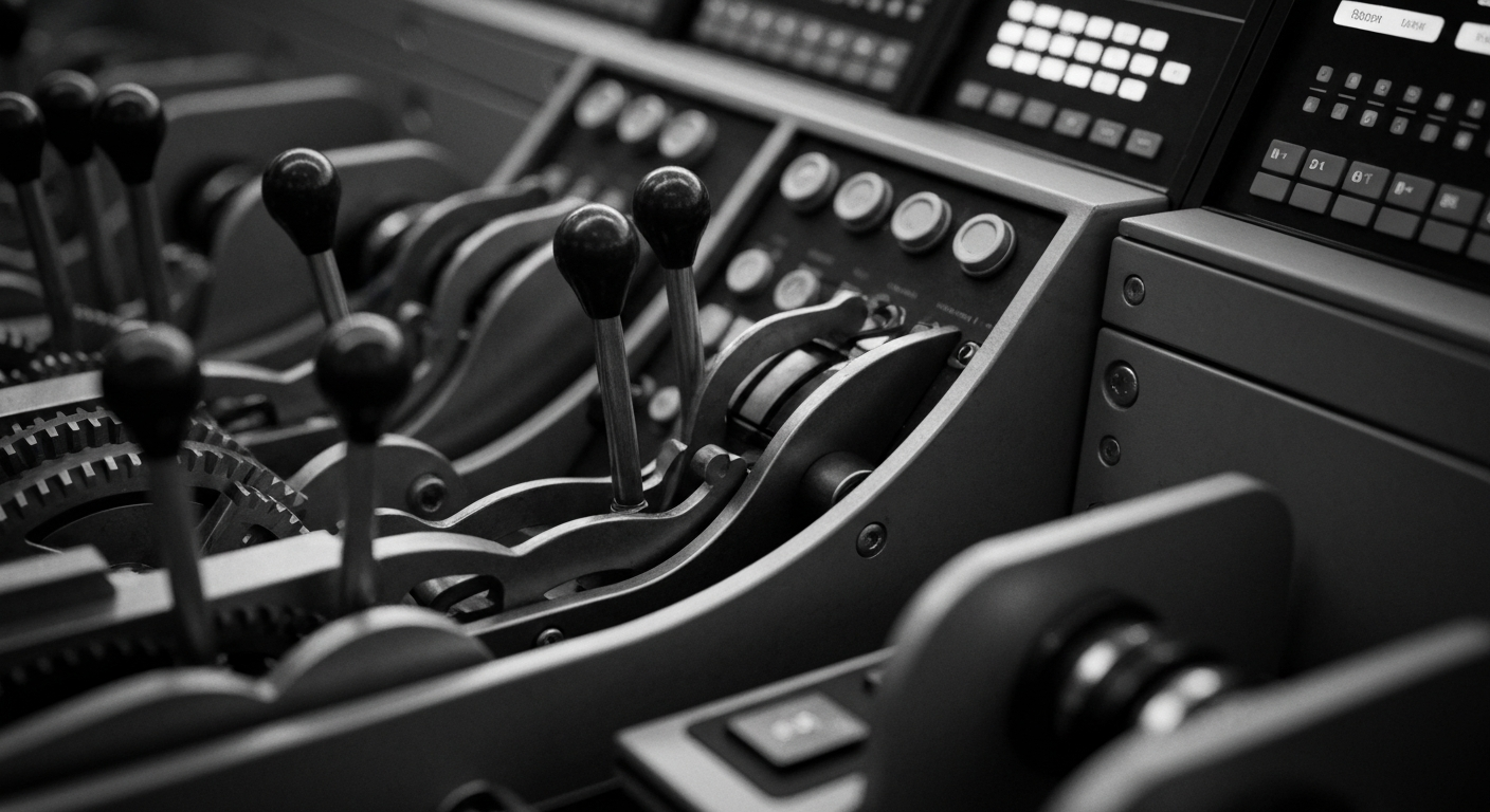 A high-contrast, close-up photograph of complex banking machinery and electronic components, representing the technological backbone of Remitly's digital financial services.