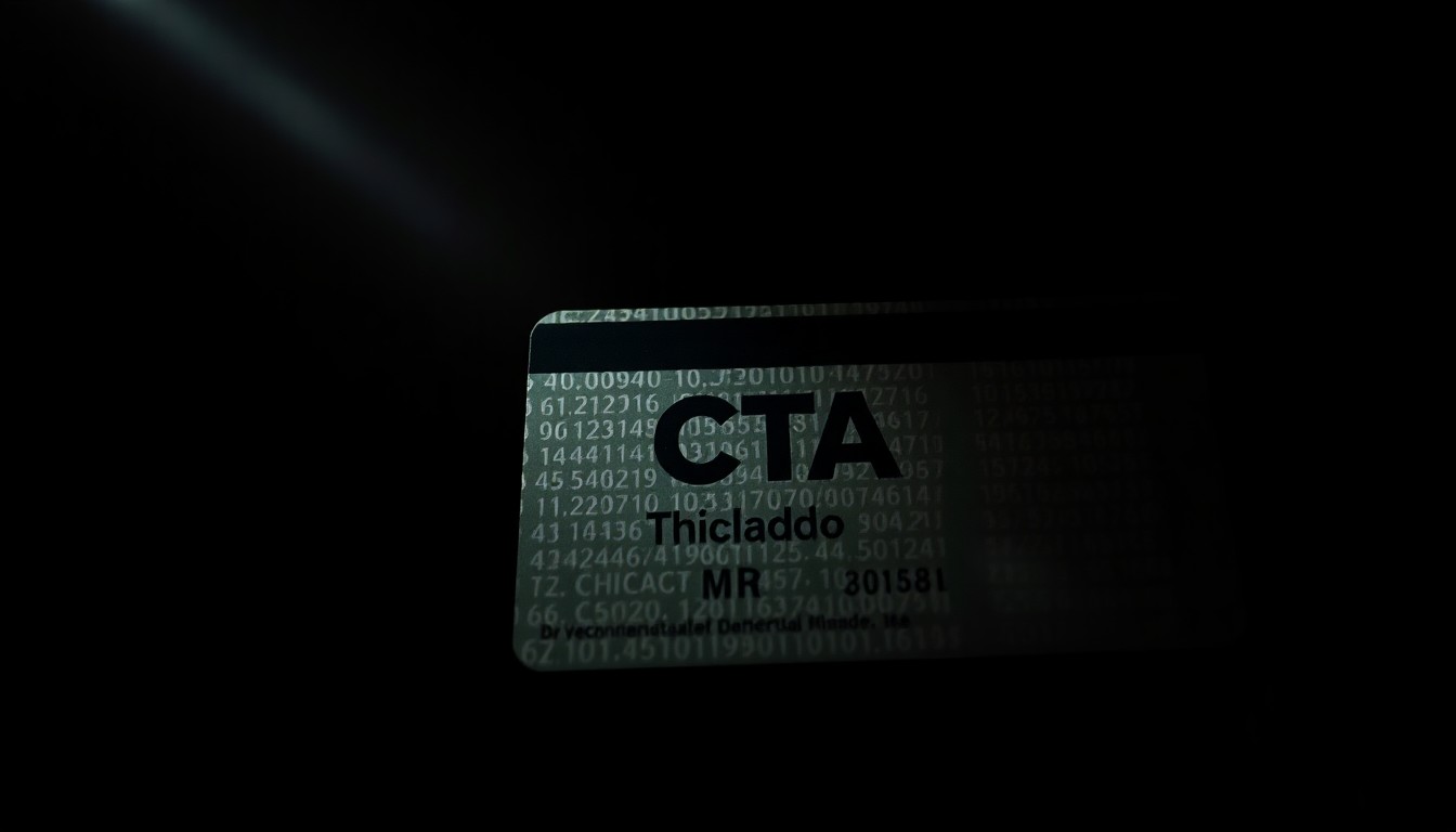 An extreme close-up photograph of a CTA train ticket or transit card, lit by a harsh, direct camera flash against a pitch-black background, conceptually representing the stark, gritty investigation into a violent crime on public transportation.