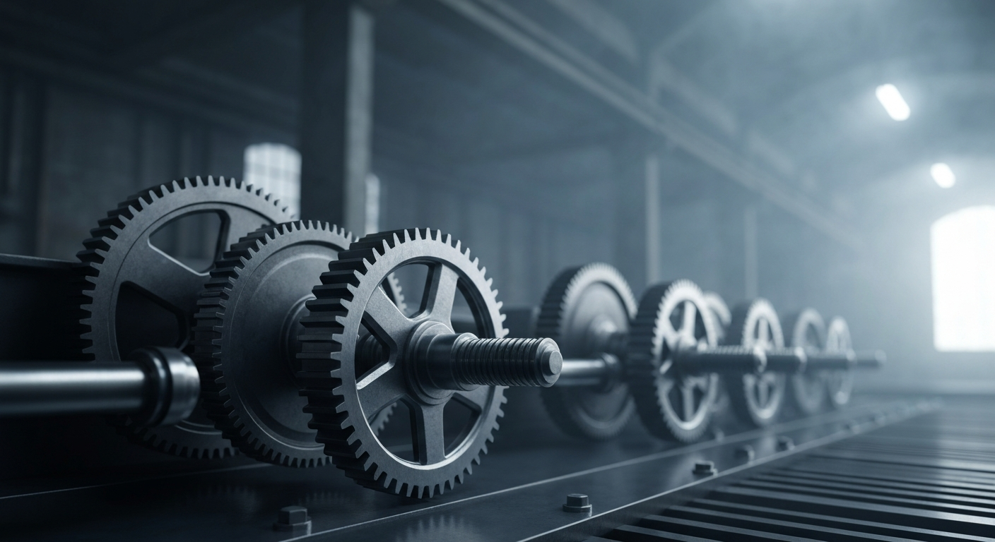 A highly detailed, black-and-white close-up image of the intricate gears, circuits, and mechanical components that make up the internal infrastructure of a communications technology company, conveying a sense of the complex financial and operational dynamics underlying the industry.