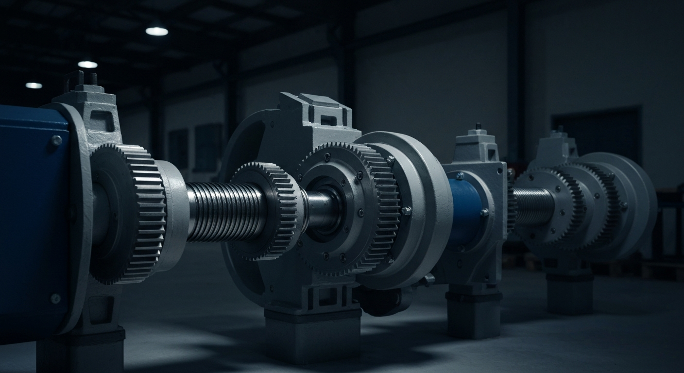 An extreme close-up of various metal pool pumps, filters, and other heavy industrial equipment, conveying the tangible, mechanical nature of Pool Corporation's business in a cinematic, high-contrast style.