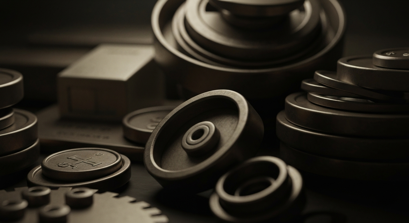 An extreme close-up of gears, circuits, and other industrial components that make up the complex financial infrastructure, conveying a sense of the institutional power and complexity behind stock trading.