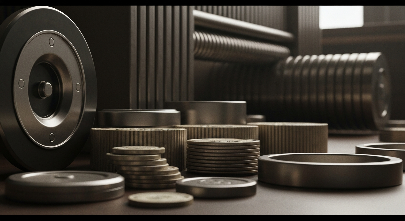 An extreme close-up of shiny, metallic banking equipment and mechanisms, conveying the heavy, tangible nature of financial institutions and the importance of oversight over elected officials' investments.