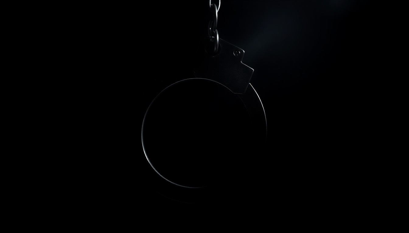 An extreme close-up of a metal handcuff key, its intricate grooves and textures dramatically illuminated against a black background, conceptually representing the complexities of the criminal justice system.
