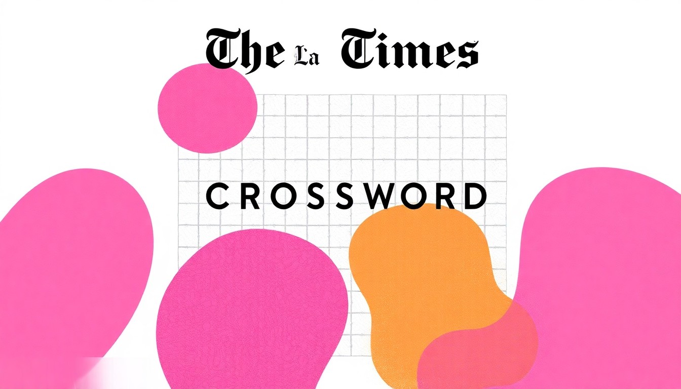 A vibrant, abstract illustration using bold geometric shapes and a colorful palette to represent the daily challenge and satisfaction of solving the LA Times Crossword puzzle.