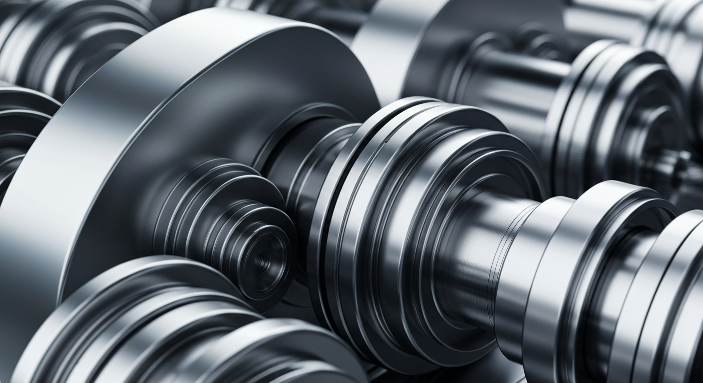 An extreme close-up of gleaming, intricately detailed banking machinery and mechanical components, conveying the secure, institutional nature of the regional finance industry without using literal currency or charts.