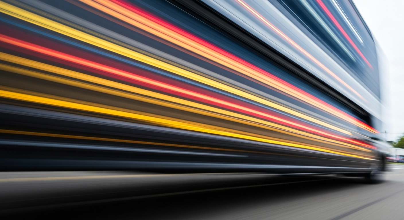 An abstract, blurred image of a Lithia & Driveway vehicle in motion, conveying a sense of speed, modern engineering, and the dynamic nature of the automotive industry.