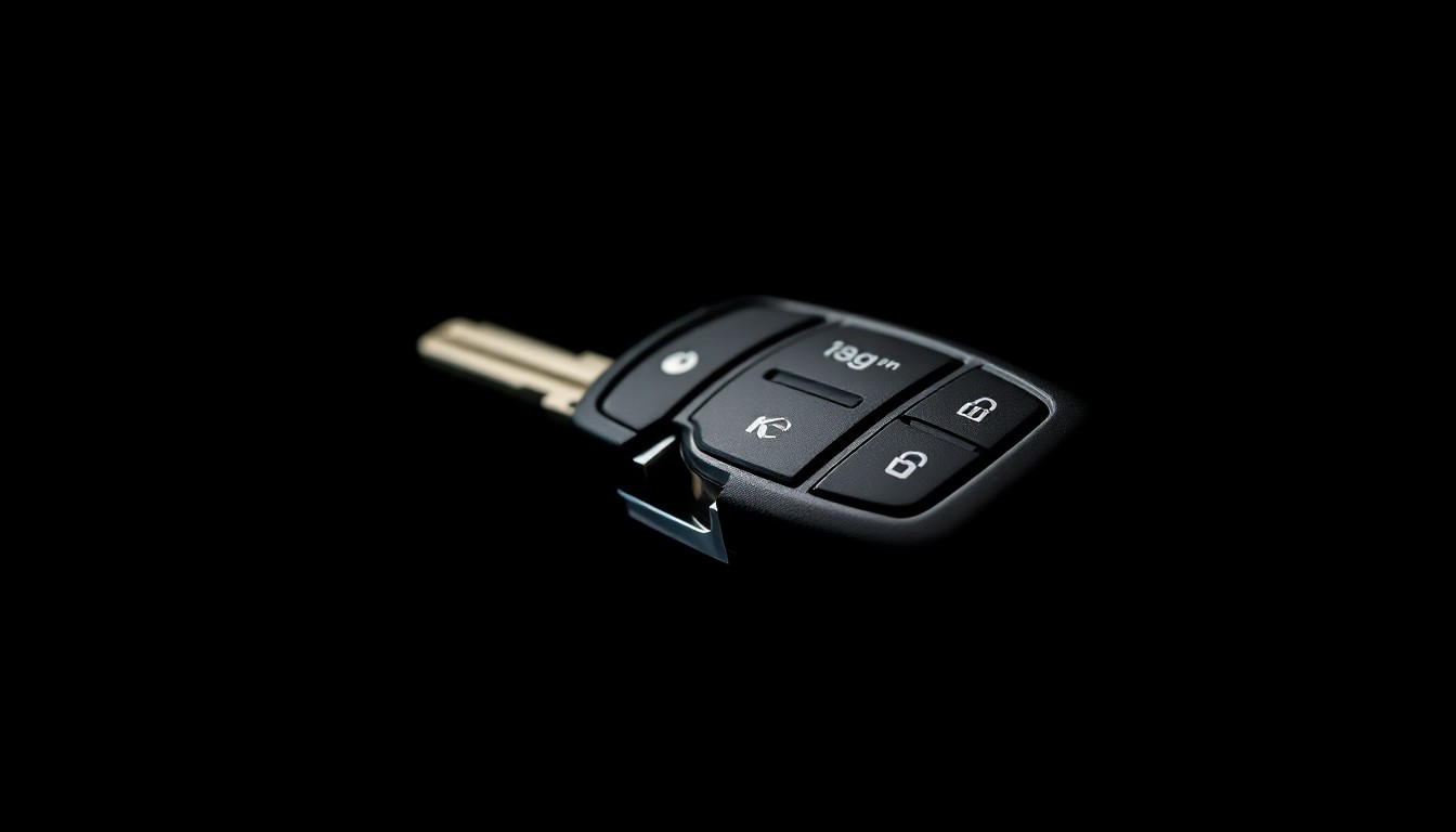 An extreme close-up photograph of a crushed car key fob against a pitch-black background, conceptually representing the aftermath of a domestic violence incident.