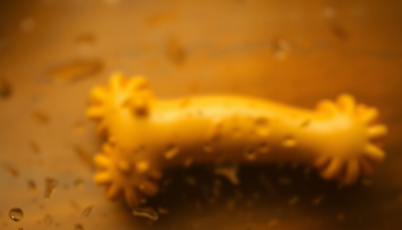 An abstract, impressionistic photograph showing a softly blurred, colorful dog toy or chew treat, conveying a sense of warmth and nostalgia.