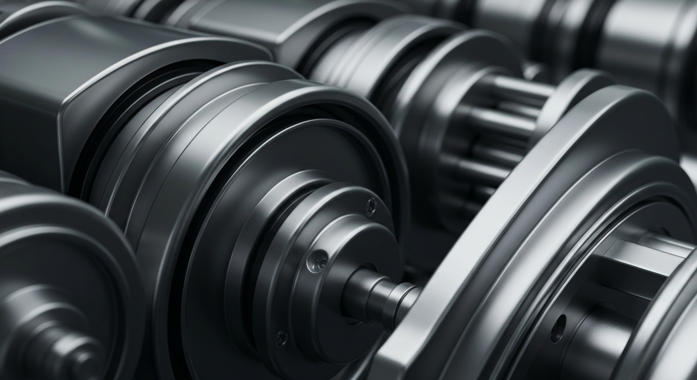 An extreme close-up of gleaming, industrial-scale banking equipment and mechanisms, representing the tangible, institutional power and security of major financial institutions.