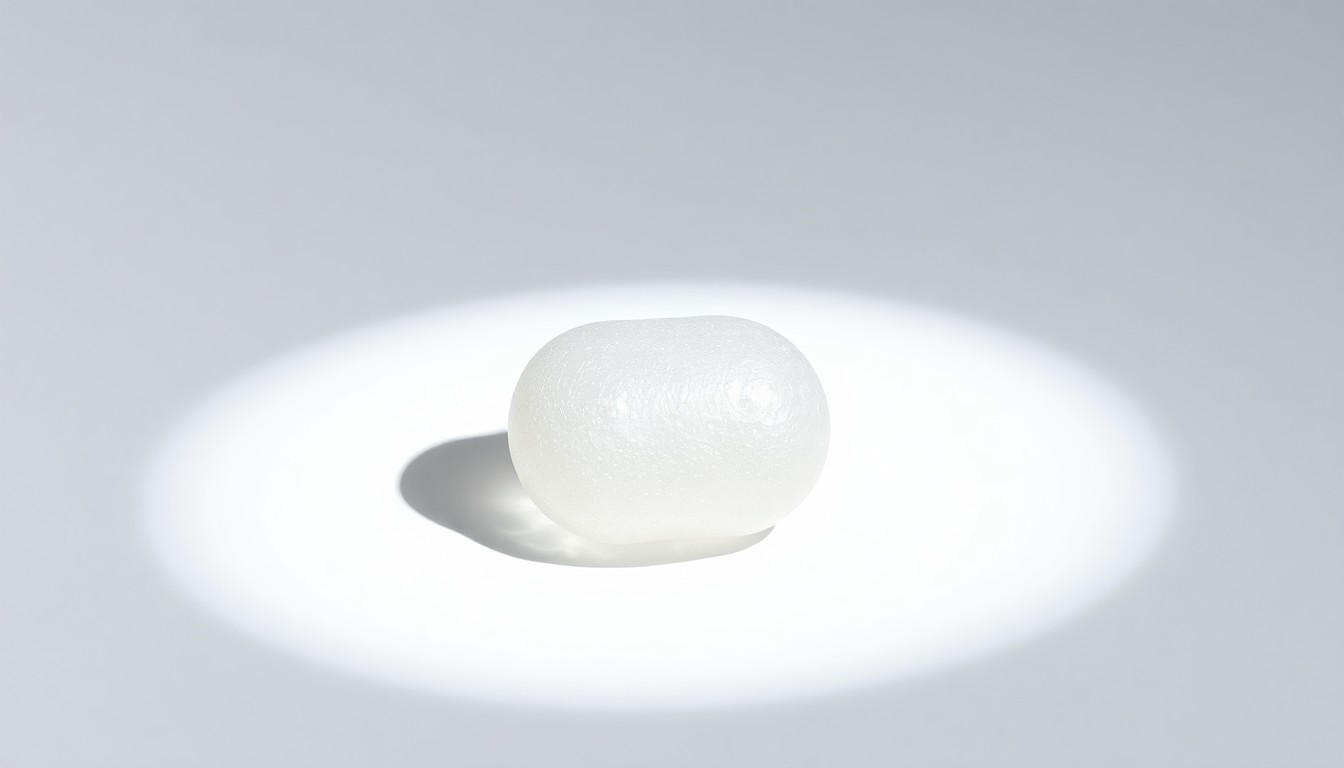 A close-up photograph of a single, highly polished medical-grade polypropylene resin pellet resting on a clean, monochromatic background, conceptually representing the premium quality and technical specifications of this material for the healthcare industry.