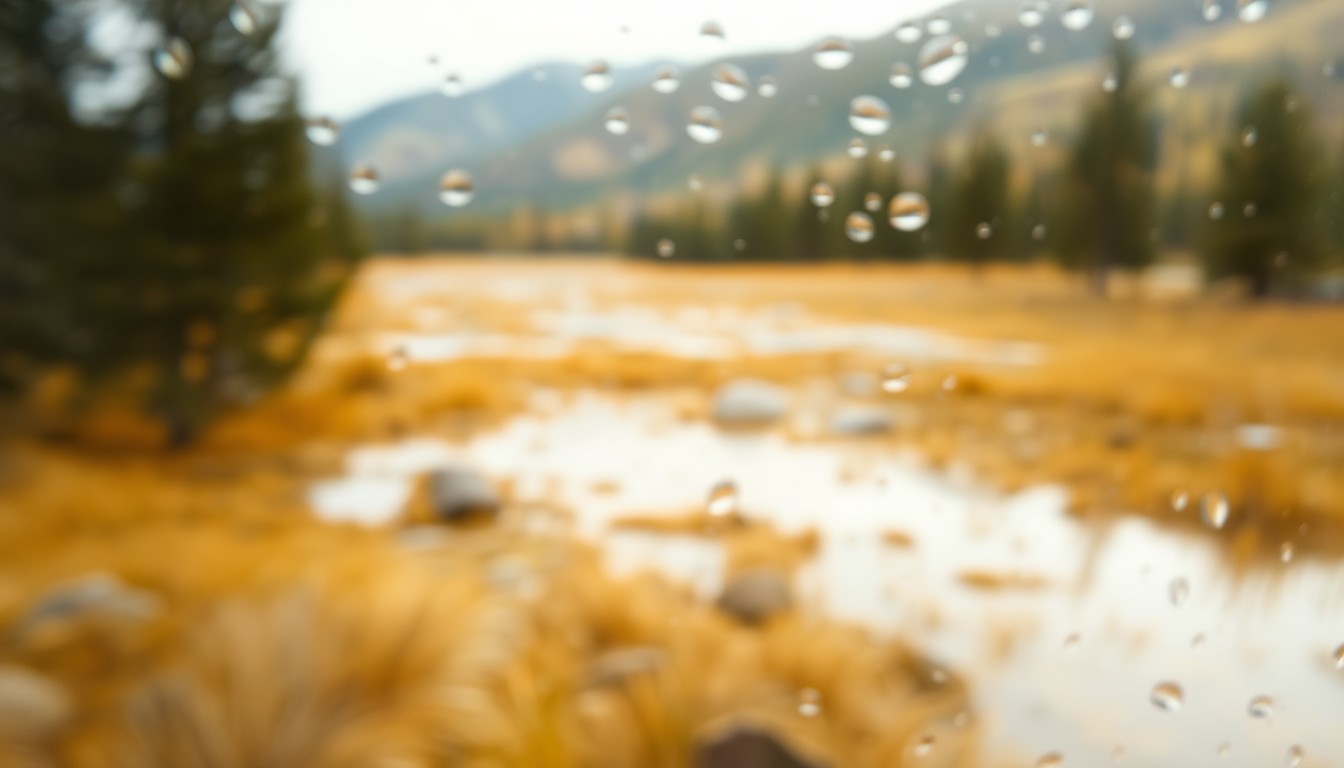 An abstract, impressionistic scene of a Colorado landscape, with soft, blurred shapes and muted colors creating a dreamlike, atmospheric quality.