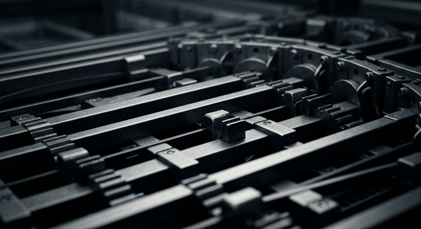 A highly detailed, cinematic close-up of heavy, tangible banking mechanics and objects, representing the secure infrastructure underlying financial markets.