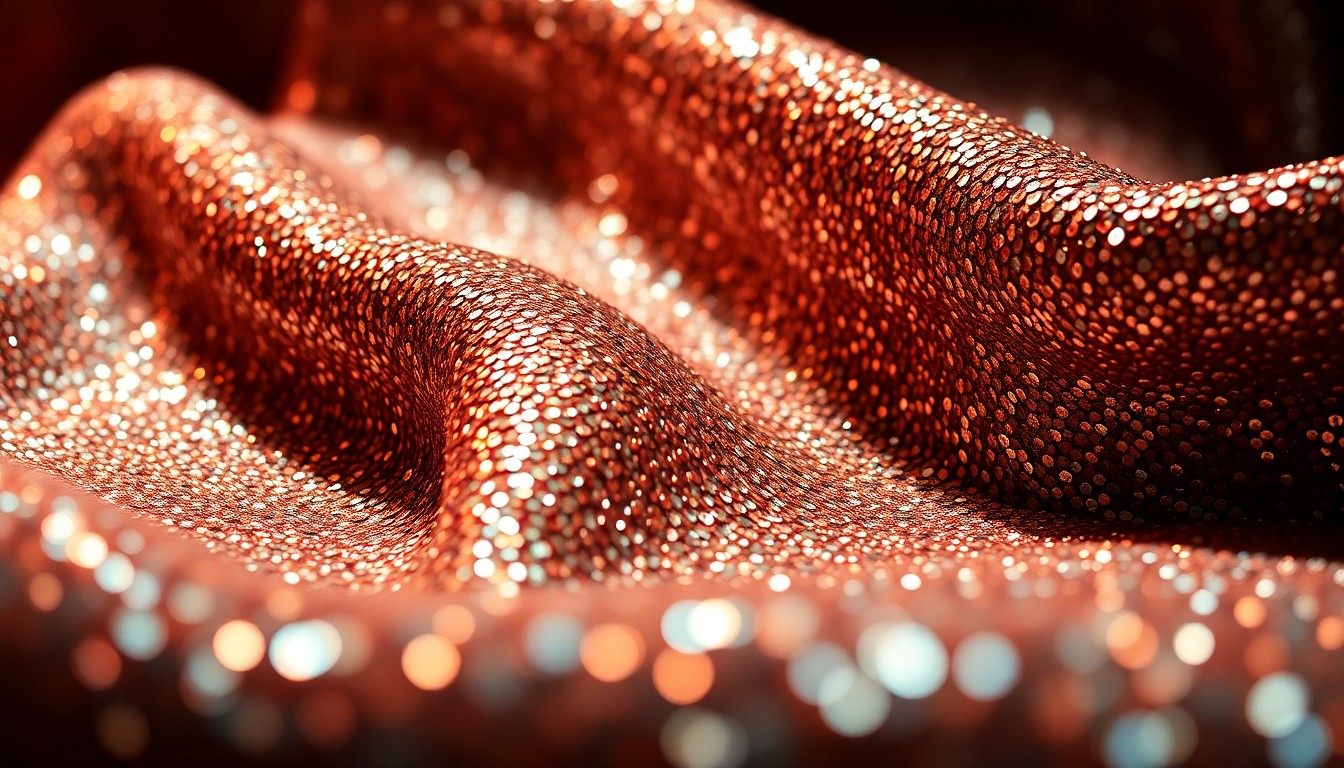 An extreme close-up of shimmering, metallic sequins and velvet textures, captured in dramatic studio lighting to create a high-fashion, editorial aesthetic that conceptually represents the prestige and quality of HBO's acclaimed television programming.