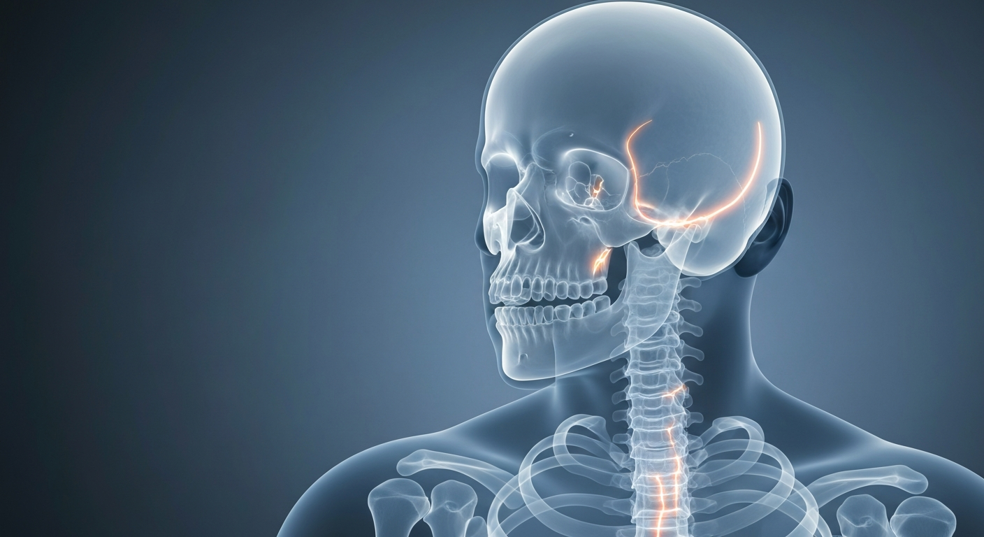 A translucent X-ray photograph showing the ghostly outline of a human skull and ribcage, with faint glowing lines tracing the internal structures, conceptually representing the data-driven analysis that debunked the reported spike in overdose deaths.
