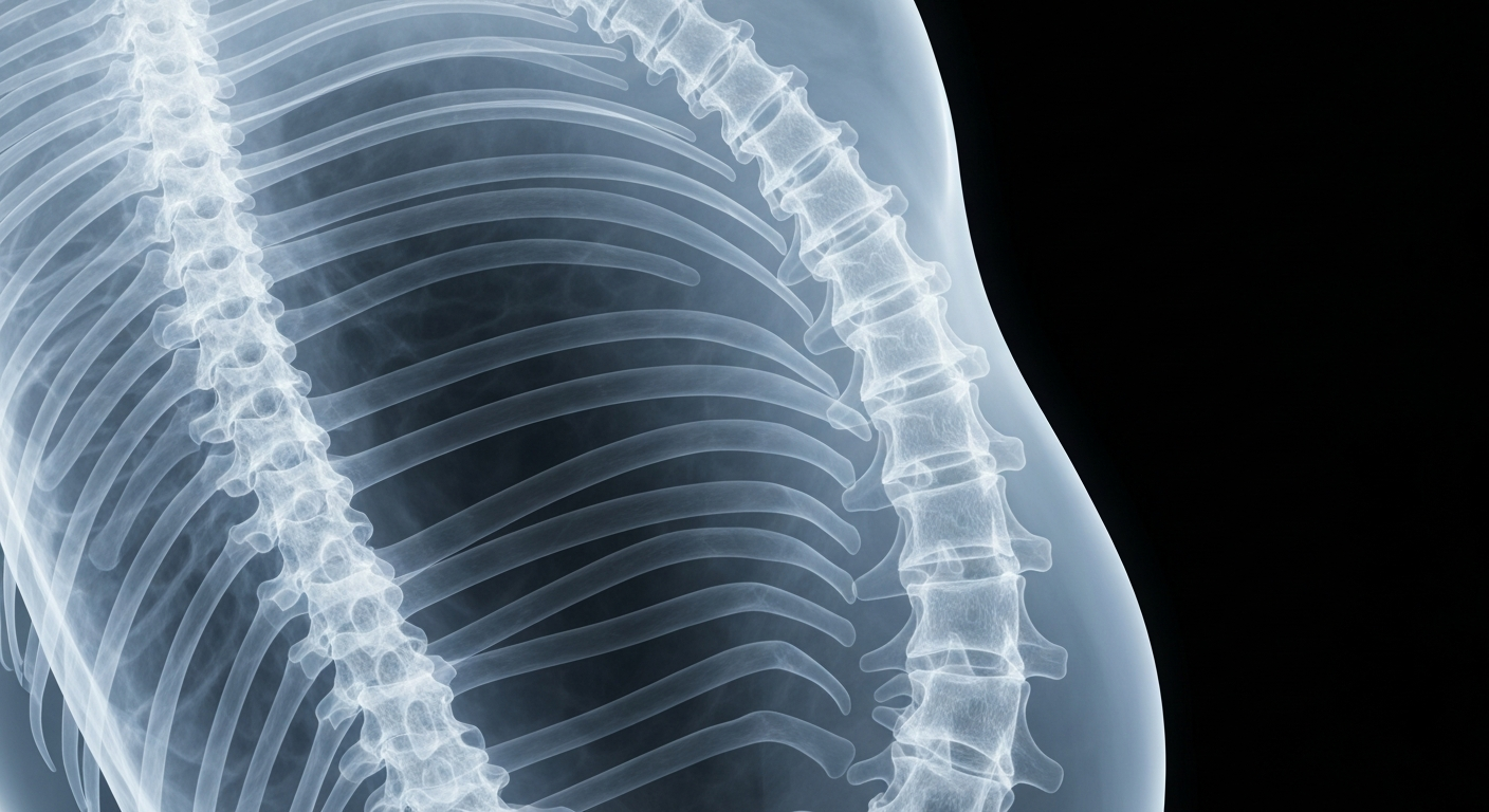 A translucent X-ray-style image revealing the intricate skeletal and muscular structures of the human spine, conveying the complex nature of back pain and the need for targeted treatment.
