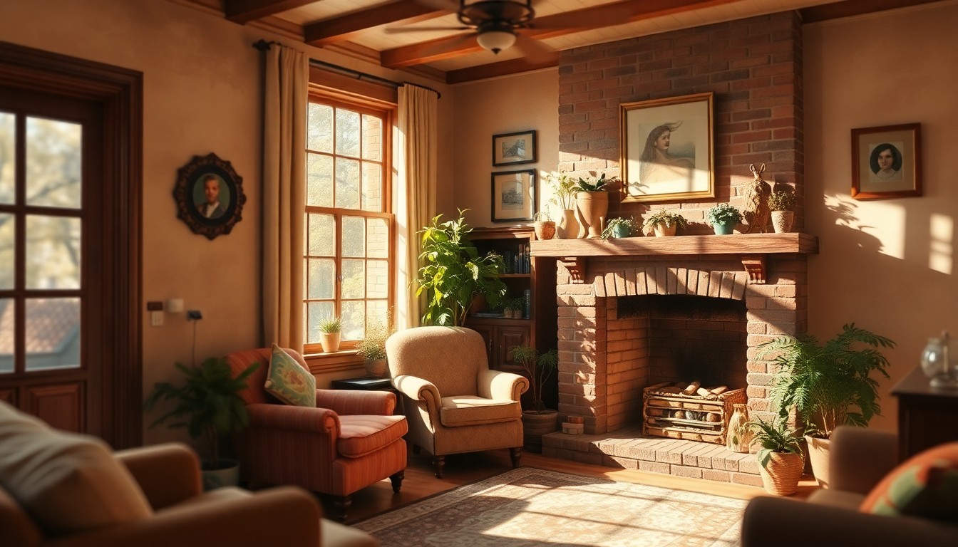 An extremely abstracted, out-of-focus photograph shot through condensation or rain-streaked glass, composed of soft pools of warm light and color, conceptually representing the cozy, inviting atmosphere of a renovated historic home.