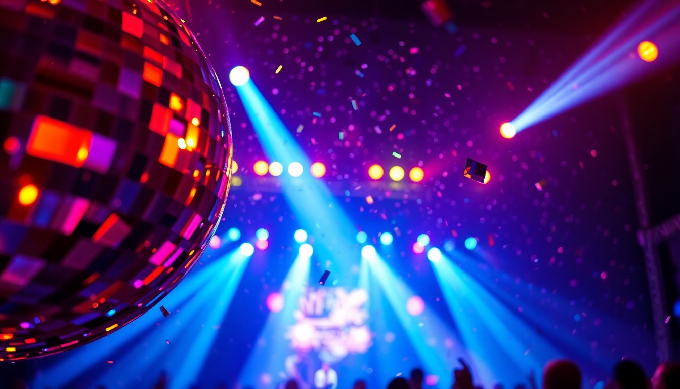 An extreme close-up photograph of shattered disco ball fragments reflecting colorful stage lights, creating a high-contrast, abstract, and glamorous visual texture.