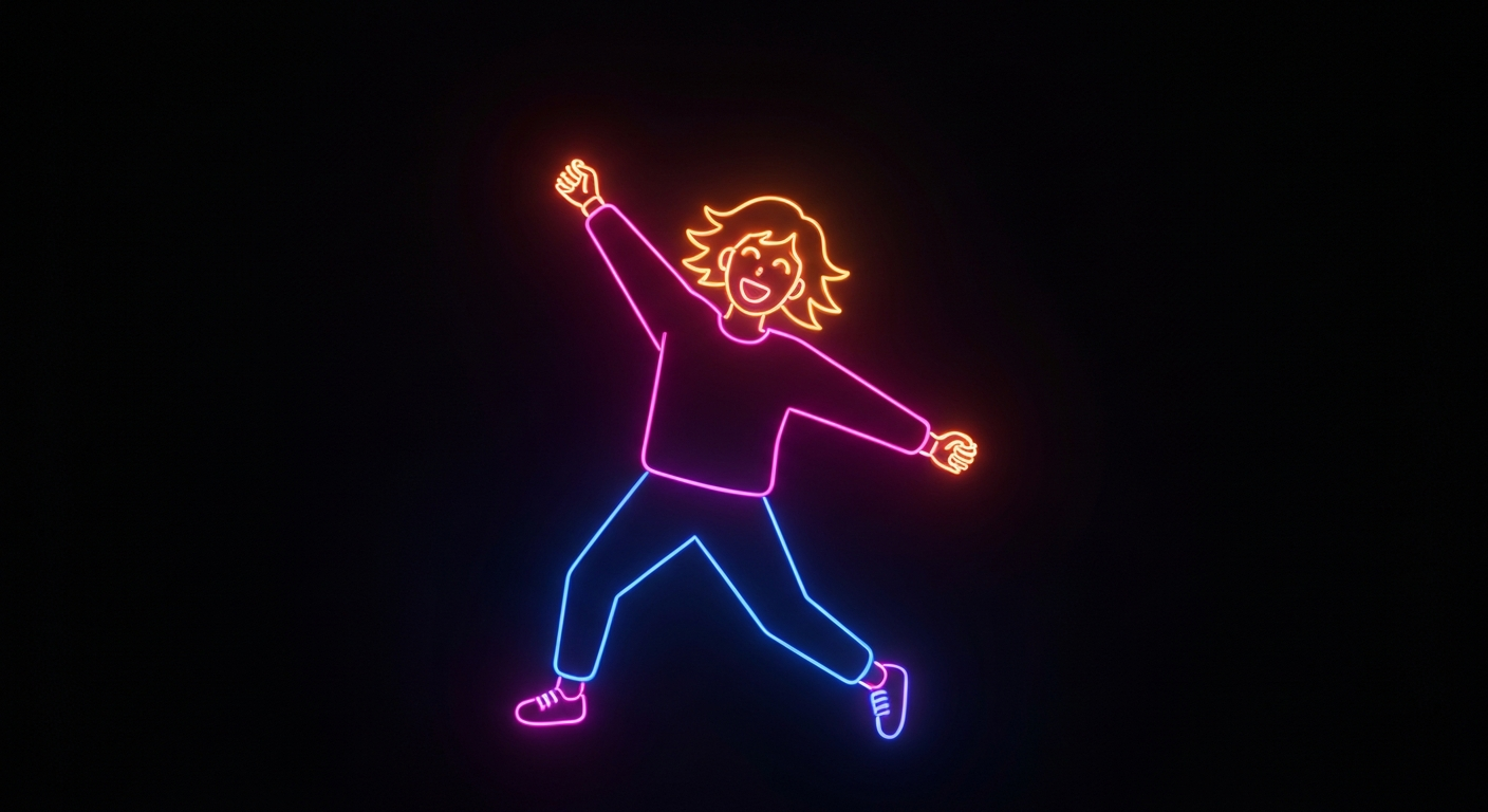 A vibrant, neon-outlined figure in a dynamic pose, symbolizing the energy and community spirit of the Step Forward to Cure TSC fundraising events.