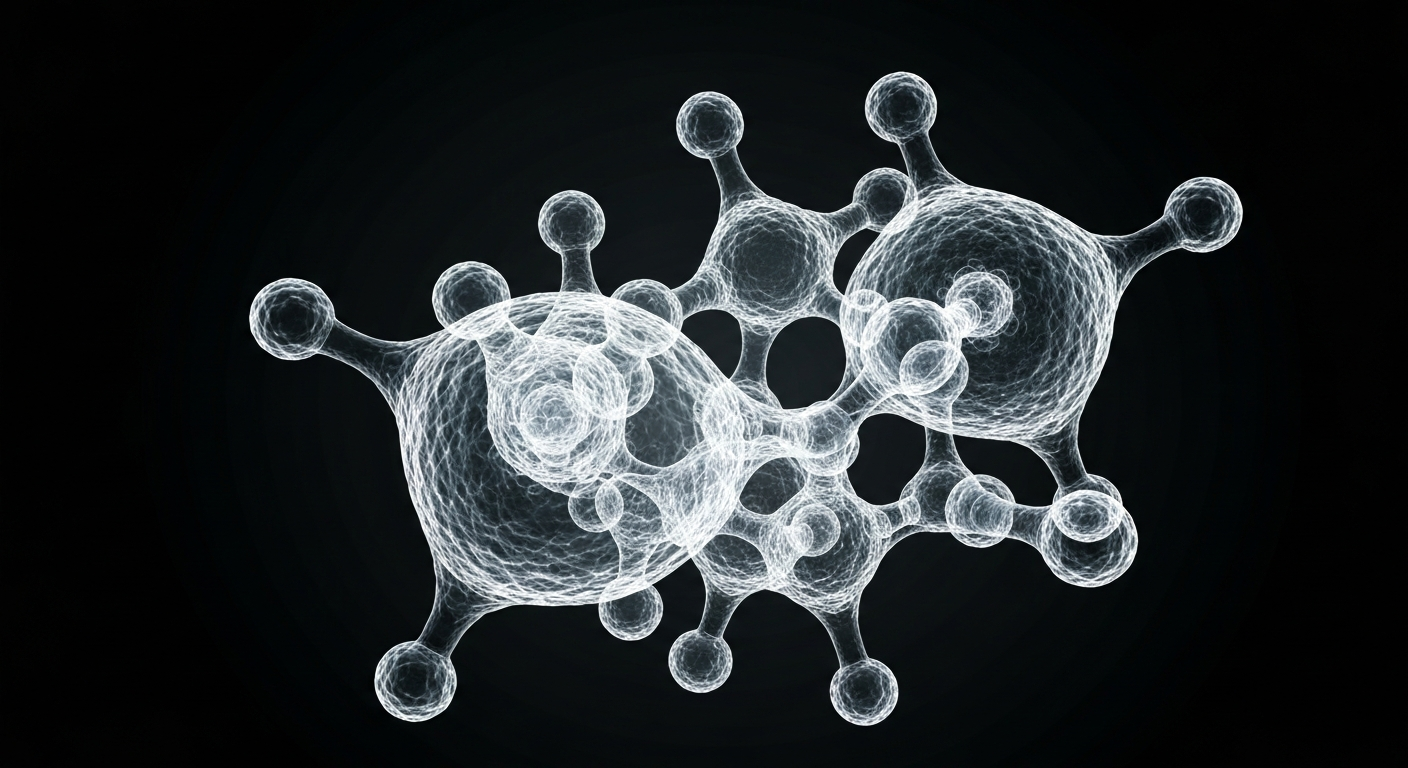 A ghostly, translucent X-ray image of a molecular structure representing a cancer cell, glowing against a dark background, conceptually illustrating the challenges of cancer drug development.