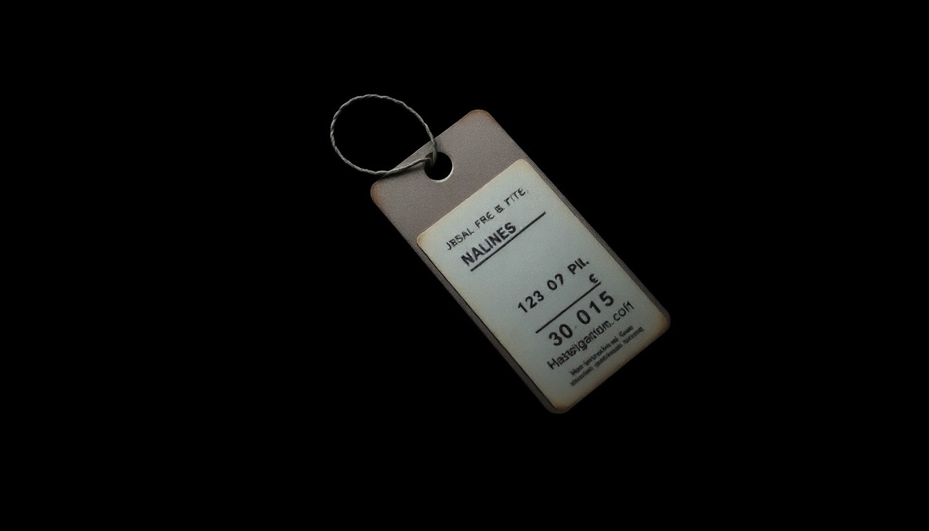 An extreme close-up photograph of a retail security tag or anti-theft device, dramatically lit by a harsh camera flash against a pitch-black background, conceptually representing the investigative nature of organized retail crime cases.