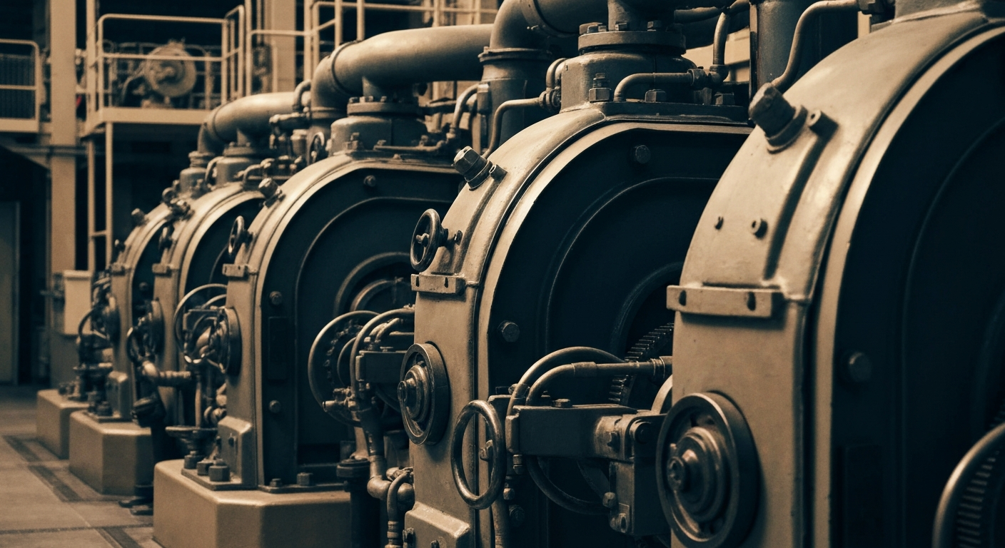 A highly detailed, black-and-white close-up image of gears, levers, and other heavy industrial machinery, representing the institutional power and stored wealth of the financial system as a conceptual metaphor for Mayweather's tax issues.