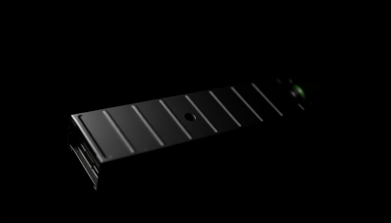 An extreme close-up photograph of a disassembled AR-style rifle magazine, its metal components and springs dramatically lit against a stark black background, conceptually representing the dangers of misused firearms.