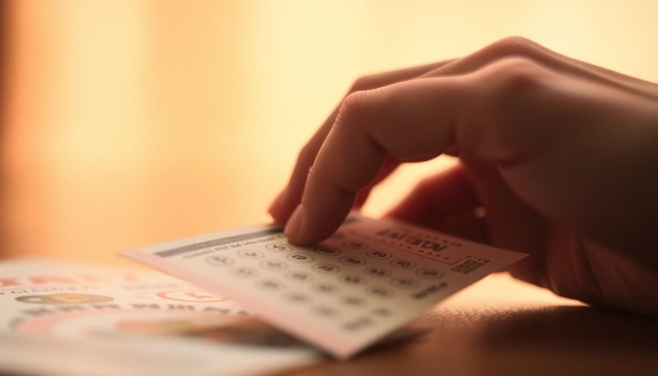 An extremely abstracted, out-of-focus photograph depicting a person's hand scratching a lottery ticket, the edges of the ticket blurred into soft pools of warm color and light, conceptually representing the surprise and excitement of an unexpected lottery prize.